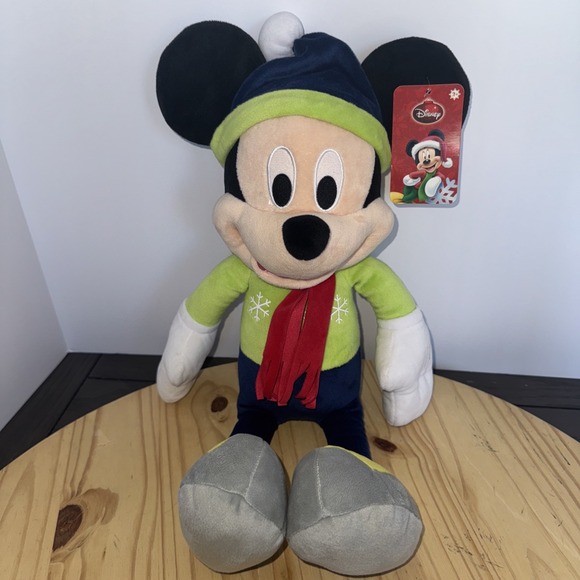 Disney Other - Disney Mickey Mouse Christmas Plush 15" Holiday Winter Scarf Hat Stuffed Toy NWT